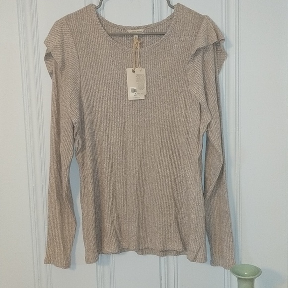 Lucky Brand Rib Ruffle Top - Picture 2 of 7